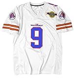 90s Football Jersey for Party,Bobby Boucher #9 The Waterboy Sandler 50th Anniversary Movie Football Jersey (White, X-Large)