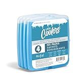 Cool Coolers By Fit & Fresh 4 Pack Slim Ice Packs, Quick Freeze Space Saving Reusable Ice Packs for Lunch Boxes or Coolers, Blue
