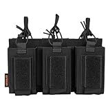 EXCELLENT ELITE SPANKER Open-Top Single/Double/Triple Molle Mag Pouch for M4 M14 M16 AK AR Elastic Rifle Magazines for Pistol Mag Pouch(Black)