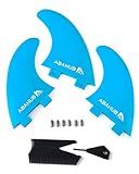 Abahub Surfboard Thruster Fins Set, Compatible with FCS Style Fin Box, G5 Surfboard Fin, Blue 3 Fins for Surf Boards, Surfing Longboard, Shortboard, Comes with Screws, Wax Comb and Key, Blue
