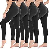 CAMPSNAIL 4 Pack Leggings for Women - High Waisted Tummy Control Yoga Pants with Pockets for Workout Gym Black Capri Leggings