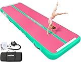 VOFiTNY All Purpose Gymnastics Air Mat 10’x3.3’x4’’ Sturdy Tumble Track for Home/Gym Pink/Green