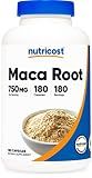 Nutricost Maca Root Capsules 750mg, 180 Capsules For 180 Servings | Lepidium meyenii