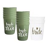 LADY&HOME 13 Pack Bachelorette Party Cups-Bride Team Reusable Cups | Bridal Shower Supples,Bachelorette Party Decorations,Bridesmaid Favors (Sage Green Team)