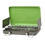 Flame King VT-101 2-Burner Portable Camping Stove Grill, Great for Outdoor Cooking, Backpacking, Compatible with 1LB Propane Gas Bottle