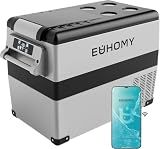 EUHOMY 48QT 12 Volt Refrigerator, -4℉~68℉ Portable Freezer for Car | No Ice Needed, 12V&100-240V, Compressor Cooling, ECO/MAX Modes, 3-Level Battery Protection, Truck/Travel/Home Use,Low Noise