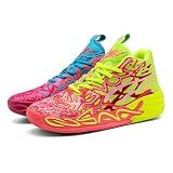 Womens High Top Lace Up Fashion Basketball Shoes Soft Lightweight Non-Slip Round Toe Running Tennis Volleyball Sneakers Classic Sports Athletic Training Shoes (7,Red Yellow Blue Pins)