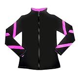 JoyCan Girls Ice Skating Jackets Women Stripes Training Practice Figure Skating Tops Fleece.