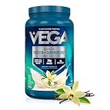 Vega Premium Protein + Supergreens - 20g Protein, Creamy Vanilla, 25 Servings, Spinach,Kale, Alfalfa Grass, Broccoli, 0g Added Sugar, Non-GMO, Gluten Free, Dairy Free, 1.68 lbs (Packaging May Vary)