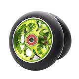 2Pcs 110mm Pro Scooter Wheels with Abec 9 Bearings Fit for MGP/Razor/Lucky Envy/Vokul Pro Scooters Replacement Wheels (Green)