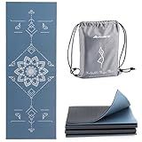 Avoalre Foldable Travel Yoga Mat Print | 5mm Thick Folding Pilates Mat | Non-Slip High Density Floor Exercise Mat for Home Workout | Eco-Friendly Folding Fitness Mat for Women Men with Carrying Bag