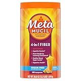 Metamucil 4 in 1 Daily Fiber Supplement Powder, Fiber Powder for Digestive Health and Regularity*, Sugar-Free, Orange, Naturally Sourced Psyllium Fiber, 180 teaspoons