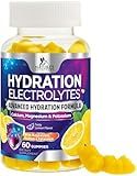 Hydration Electrolyte Gummies - Daily Liquid Replenisher Gummy - Electrolyte Multiplier with Minerals, Potassium & Real Salt - Vegan, Non-GMO - Tasty Lemon Flavor Hydration Electrolytes - 60 Gummies