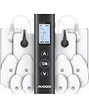 AVCOO 30 Modes TENS EMS Unit Compact Muscle Stimulator for Pain Relief of Back, Shoulder, Neck, Rechargeable & Portable Dual Channel EMS Muscle Stimulator with 30 Intensity Levels, 12 Electrode Pads