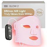 INIA Red Light Therapy Mask for Face – 4 Light Modes with 850nm NIR, Red & Blue LED Light Therapy, 2600mAh Rechargeable LED Face Mask for Radiant Glow at Home, Pink