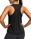 Women's Workout Tops Racerback Athletic Tank Tops Sleeveless Loose Fit Yoga Running Gym Shirts for Women(Black,M)