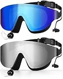 Zoomsnail Swim Goggles 2 Pack, Rimless Wide View Swimming Goggles for Adult, Anti-Fog Anti-UV No Leaking Pool Goggles for Men Women Youth
