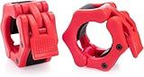 Greententljs Barbell Clamps 2 Inch Olympic - Pair of Collars Quick Release Locking Barbell Workout Pro Weight Plate Clamp Clips for Gym Power Heavy Weightlifting Fitness (Red Matte)