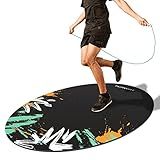 Flowort Jump Rope Mat Large Rubber Exercise Mat Indoor Outdoor Shock Absorbing Mat Non-Slip Oval Design for Floor & Rope Protection, Workout Mats for Home Gym Flooring(Green)