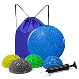 biguphate Wobble Cushion Set with 4 Hedgehog Balance Pods & Pump, Blue