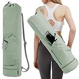 sportsnew Yoga Mat Bag with Water Bottle Pocket and Bottom Wet Pocket, Exercise Yoga Mat Carrier Multi-Functional Storage Bag, Green,Patent pending