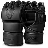 LIBERLUPUS MMA Gloves for Men– Open Palm Training Gloves for Grappling, Kickboxing, Muay Thai, Light Sparring, Youth Self-Defense, Heavy Bag Workouts – Durable Synthetic Leather with Wrist Support