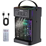 Portable Air Conditioners, 2026 Upgraded 4-IN-1 Quiet Portable AC Unit with Remote, 1100ML Tank Evaporative Air Cooler, 7 Color Light Personal Mini Air Conditioner for Bedroom,Office, Camping, Car,RV