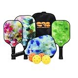 Pickleball Family Set – 2 Adult and 2 Kids Fiberglass Paddles, Balls & Bag – Beginner Starter Kit for Men, Women and Children & Great Gift for Families – SAB Sports and Balance