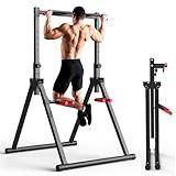 SERTT Foldable Power Tower Dip Station for Pull Ups, Dips & Push Ups, Upgraded Free Standing Pull Up Bar Station, Multi-function Workout Equipment for Home Gym Strength Training, Support 440LBS