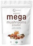 Micro Ingredients Organic Mega Mushroom Powder,10 Ounce (284 Days Supply) | 10 in 1 Complex Formula for Immune System Booster | Chaga, Lions Mane, Cordyceps, Reishi & More | Filler Free, Vegan