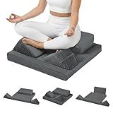 PRIMEPATIO Meditation Cushion Set, Meditation Pillow for Sitting on Floor, Large Yoga Pillow with Knee Support, Washable Zafu Meditation Mat, 3 Shapes Floor Pillow for Adults, Dark Grey
