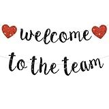 BEISHIDA Welcome to The Team Banner,NO DIY,Office Party Decorations for New Teacher Employee Coworker Staff Colleague Team Member Glitter Black