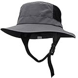 Seektop Surf Bucket Hat with UPF 51+ UV Protection, Waterproof Sun Hat with Adjustable Chin Strap for Surfing, Water Sports Dark Gray