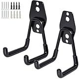 GeeWatom 2 Pack Garage Storage Utility Hooks，Garage Garden Tool Organizer，Steel Wall Mount Hooks, Garden Small U Hooks (Black)