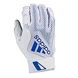 adidas Diamond King 3.0 Leather Batting Glove, White/Royal, X-Large