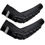 Frelaxy Padded Elbow Forearm Sleeves 2 Pack Compression Crashproof Arm Pads for Football Basketball Volleyball Soccer (Black, L)
