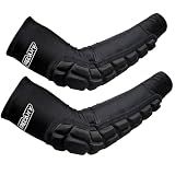 Frelaxy Padded Elbow Forearm Sleeves 2 Pack Compression Crashproof Arm Pads for Football Basketball Volleyball Soccer (Black, S)