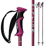 Zipline Blurr 16.0 Graphite Composite Downhill Ski Poles - Lightweight, Freeride All-Mountain, Vibration Dampening (Plum, 38" in./96 cm)