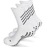 HIKERHEAVENLAR Non slip Soccer Socks Grip Socks Men Women Football Skid Socks Women Yoga Cotton Sports Training Sock Rugby Gym Basketball Golf Cricket Running Hiking 5-9 White M 3P