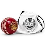 Growmite Leather Cricket Ball, 4-Piece Hand-Stitched, Raised Seam, Practice & Training, 1 Ball