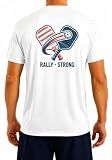 ESKORN Men Shirts for Pickleball-Sport - Dry Fit UPF 50+ Performance Athletic T Shirt (StrongRally/White, XL)