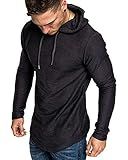 Lexiart Mens Fashion Athletic Hoodies Sport Sweatshirt Solid Color Fleece Pullover Black L