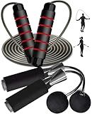 Jump Rope, Exercise Jumprope for Men Women and Kids Workout,Rapid Speed Jumping Rope for Cardio and Endurance Training,for Home Aerobic Exercise Equipment (Black+Red)