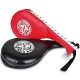 Taekwondo Kick Pads 2PK, Karate Martial Arts Training Equipment Kicking Target Pad, Double Strike Boxing Pads for Kids Youth Adult (Red&Black)