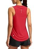 SANTINY Women's Sleeveless Workout Tops Lightweight Tennis Yoga Athletic Running Shirts Racerback Tank Tops for Women (Red_M)