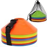 ZICRO Soccer Cones 15/25/30/50 Pack with Mesh Bag & Strap-Soccer Cones for Sports Training, Football, Basketball,Running Drills-Agility Cones for Indoor and Outdoor Games (15, Multicolor)