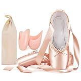 IJONDA Adult Ballet Pointe Dance Shoes Pink Satin Practice Slippers for Girls Women Size 7