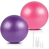 Guirnd Pilates Ball 2P, 9 Inch Workout Ball for Women Men Kid Toddler, Small Exercise Ball with Pump for Physical Therapy, Stability, Stretching, Barre, Yoga, Core(Pink & Purple)