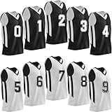 10-Pack Men's Reversible Custom Basketball Jerseys, Plain Mesh Athletic Sleeveless Shirts Blank Team Uniforms Set (Black/White, with Numbers)