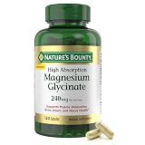 Nature’s Bounty High Absorption Magnesium Glycinate 240 mg for Supporting Muscle Relaxation and Bone, Heart & Nerve Health – Non-GMO, Gluten-Free, Vegetarian, 120 Count/60 Servings